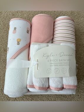 Pink 6-Piece Baby Bath Towel and Washcloth Set